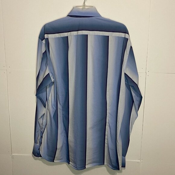 Ted Baker Men's Sz 5 (Large) Long-sleeve Button Down Shirt Blue Ombré Striped - Picture 5 of 6